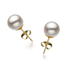 8.5-9mm Hanadama - AAAA-Qualität Japanische Akoya Paar Ohrringe in The word \Hanadama\ does not have a direct translation in German as it is a specific term used in the pearl industry to refer to the highest quality pearls. Therefore, it would remain as \