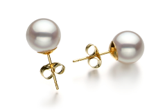 8.5-9mm Hanadama - AAAA-Qualität Japanische Akoya Paar Ohrringe in The word \Hanadama\ does not have a direct translation in German as it is a specific term used in the pearl industry to refer to the highest quality pearls. Therefore, it would remain as \